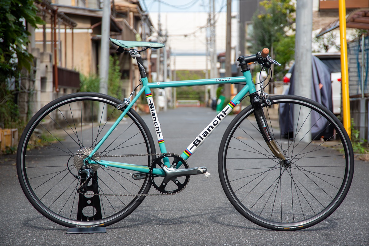 【お客様の一台】フラットバー＆フロントシングルでシンプルなクロモリロードに生まれ変わる。BIANCHI IMOLA | 船橋で自転車をお探しならY's Road 船橋店