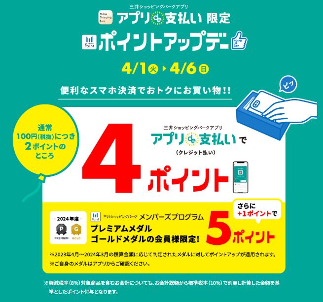【三井ポイントアップデー】4/1～4/6まで、アプリde支払い限定のポイントアップデー開催！狙った商品をお買い得に！ | 入間で自転車をお探しならY's Road 入間店