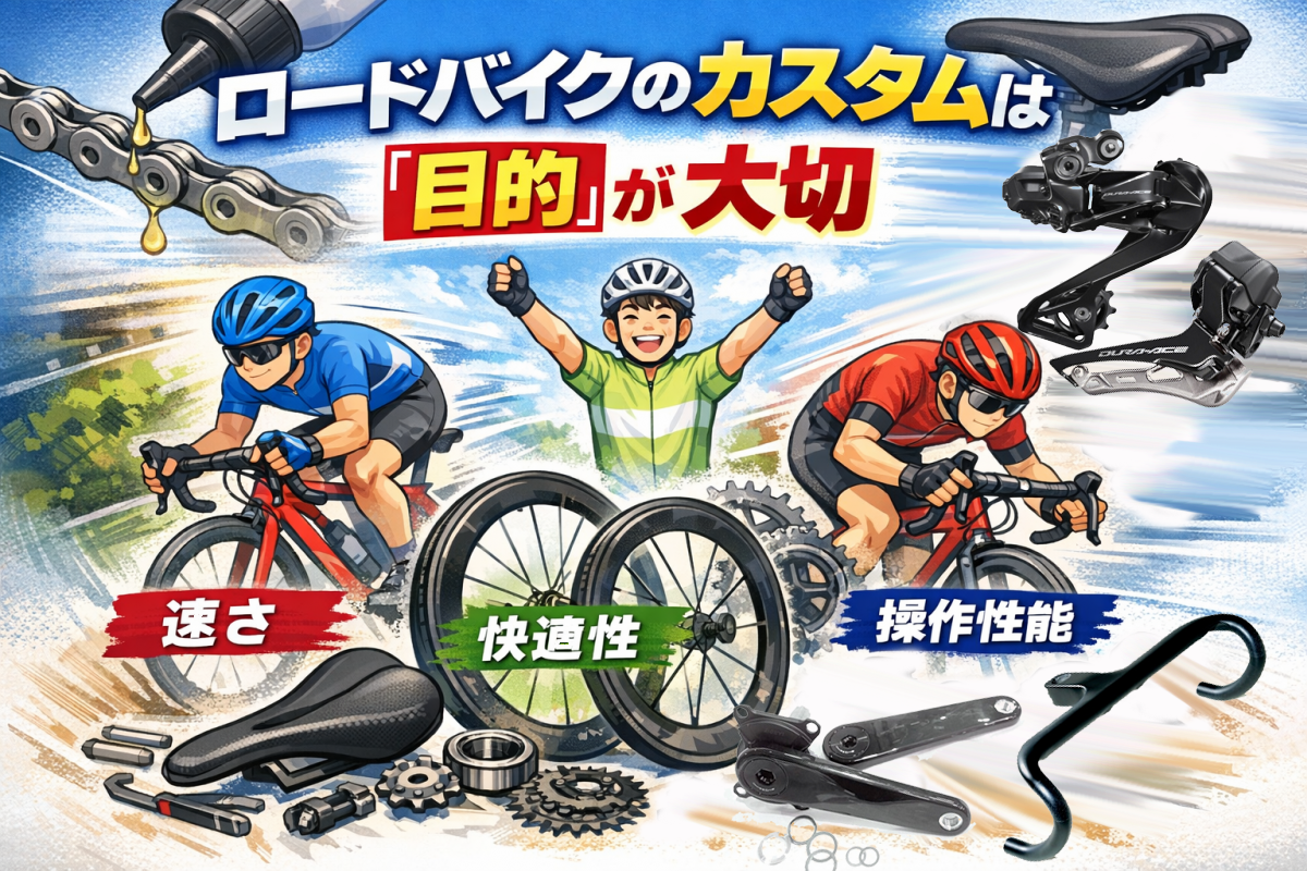 【HOW TO】誰も教えてくれない ロードバイクのカスタムはどこから？ショップが教える効果の高いパーツ交換の順番 | 新橋 銀座 港区 中央区でスポーツ自転車をお探しならY's Road 新橋店